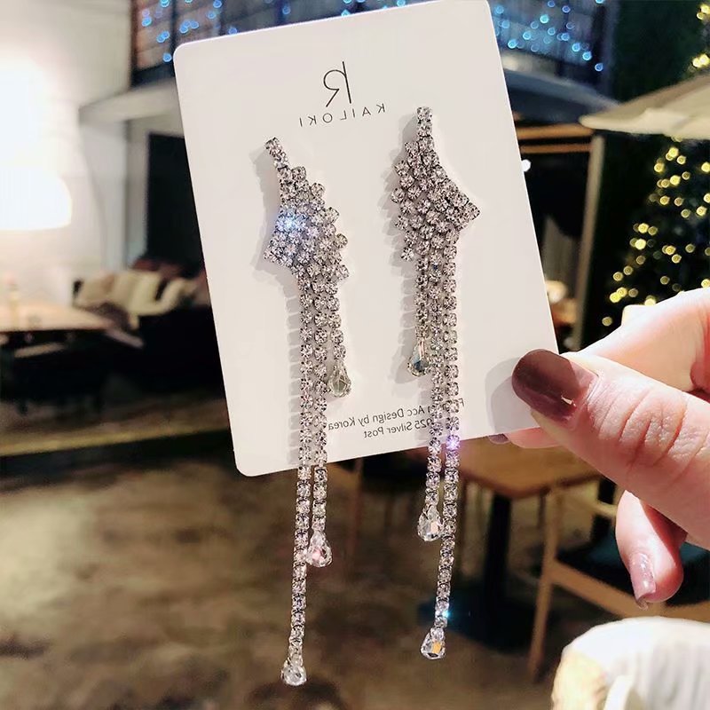 Sier Needle Country Long Tassel Fashion Earrings