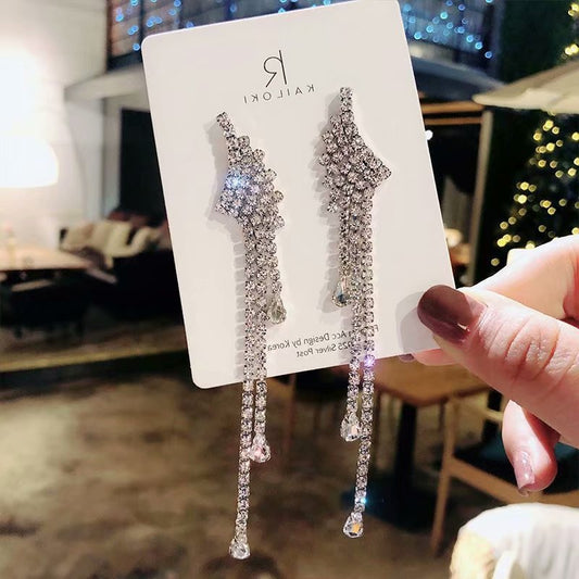Sier Needle Country Long Tassel Fashion Earrings