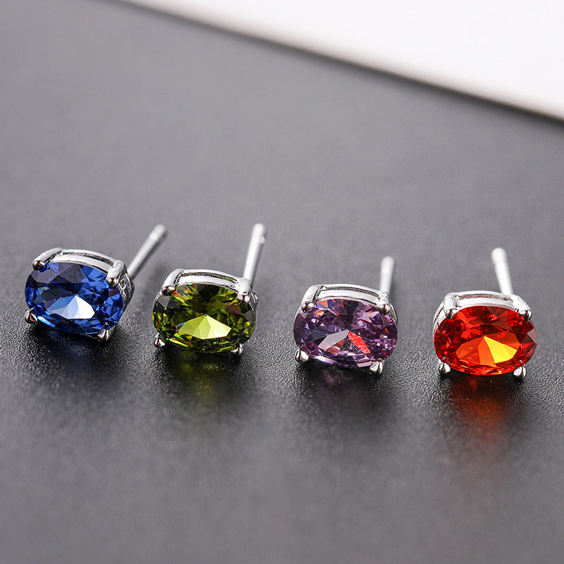 Pretty Zircon Korean Fashion Egg-shaped Color Rings