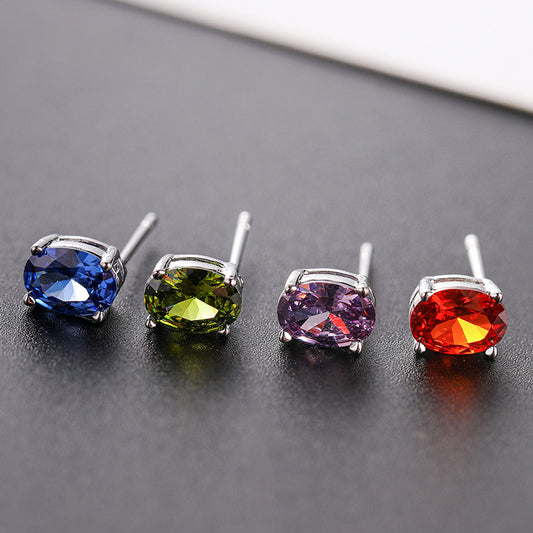 Pretty Zircon Korean Fashion Egg-shaped Color Rings