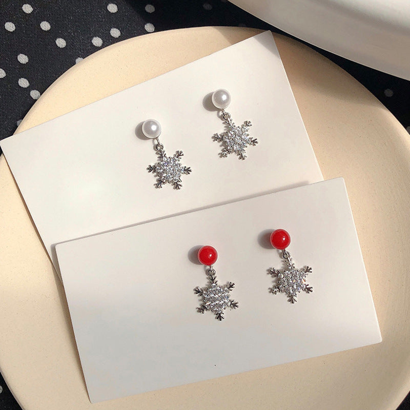 Korean Style Sier Snowflake Ear Long Personalized Earrings