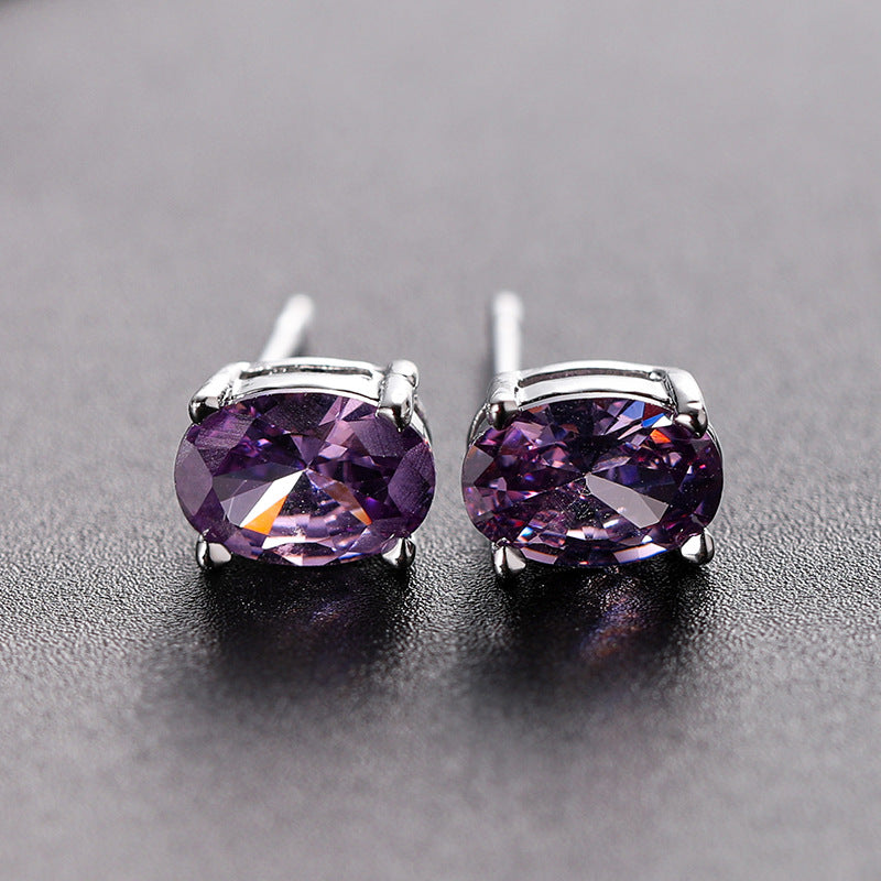 Pretty Zircon Korean Fashion Egg-shaped Color Rings