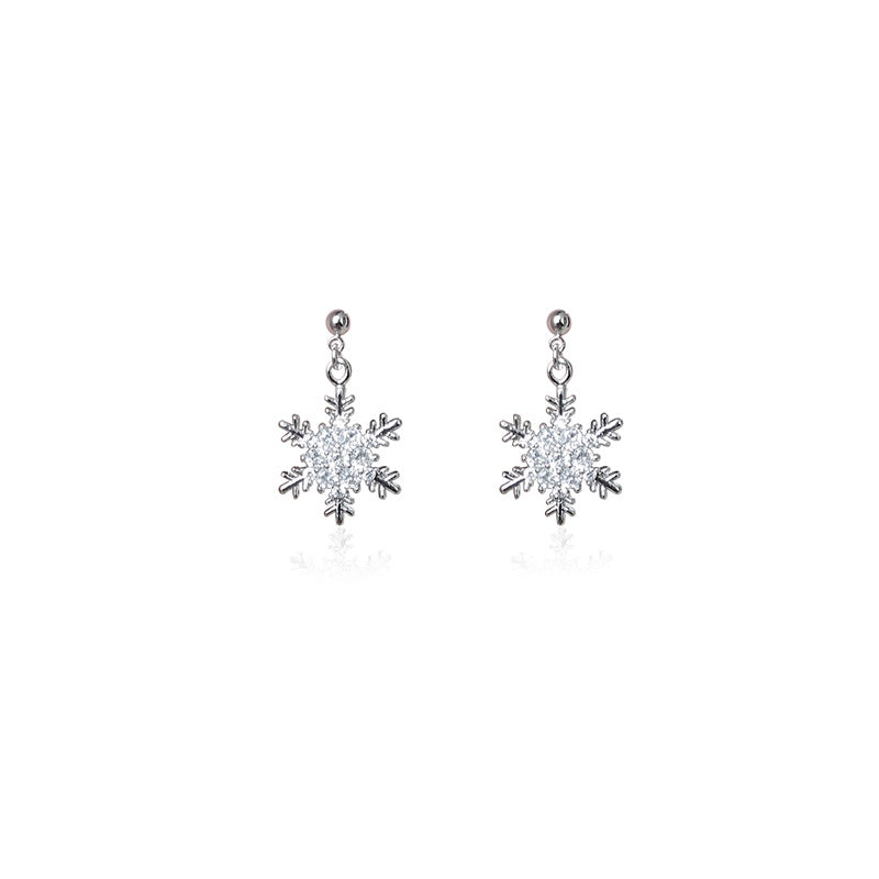 Korean Style Sier Snowflake Ear Long Personalized Earrings