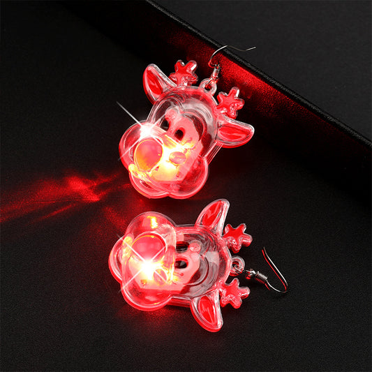 Classic Christmas Night Light Snowflake Glowing Earrings