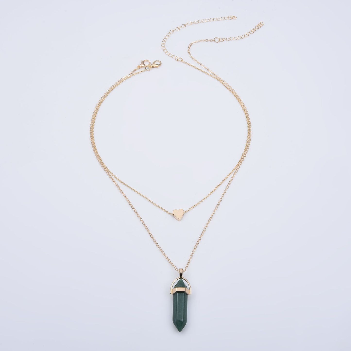 Women's Popular Hexagon Prism Double Layer Fashionable Golden Necklaces