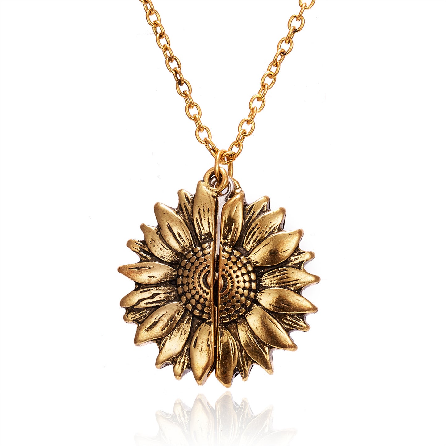 Creative Sunflower Can Be Opened Carved Jewelry Necklaces