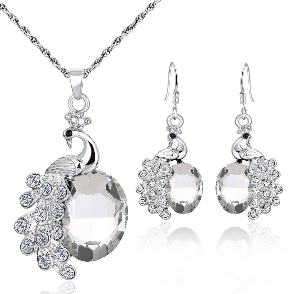 Fashion Personality Peacock Diamond Gem Ladies Jewelry Set