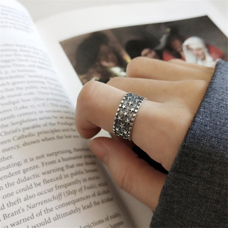 Women's Retro Personalized Five-pointed Star Hip Hop Ring