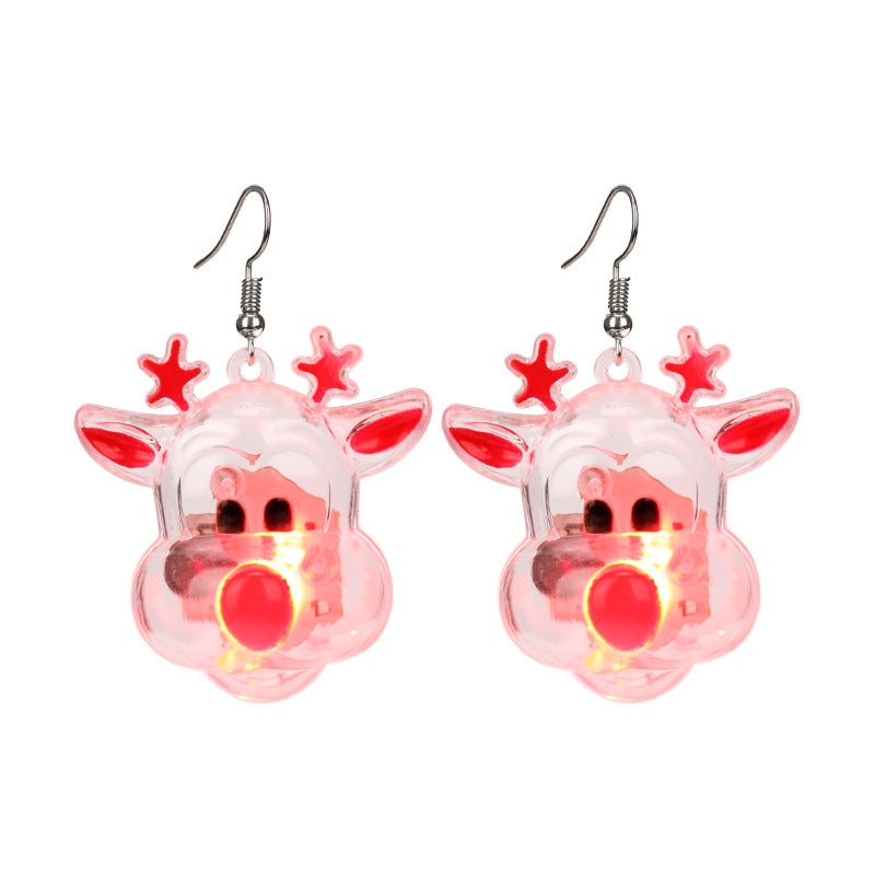 Classic Christmas Night Light Snowflake Glowing Earrings