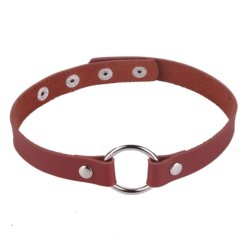 Retro Short Snap Fastener Neckband Leather Adjustable Winding Can Be Collar