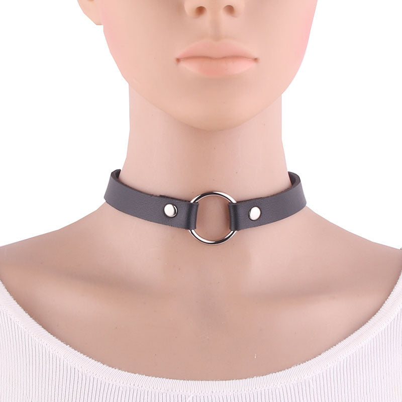 Retro Short Snap Fastener Neckband Leather Adjustable Winding Can Be Collar