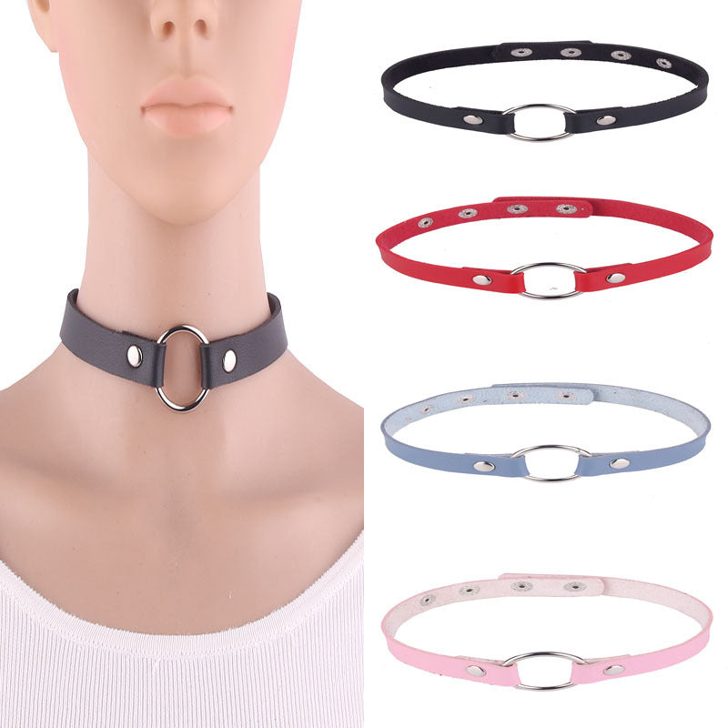 Retro Short Snap Fastener Neckband Leather Adjustable Winding Can Be Collar