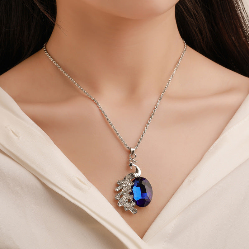 Fashion Personality Peacock Diamond Gem Ladies Jewelry Set