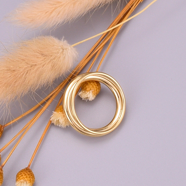 Women's Fashion Hollow Fake Titanium Steel Golden Rings