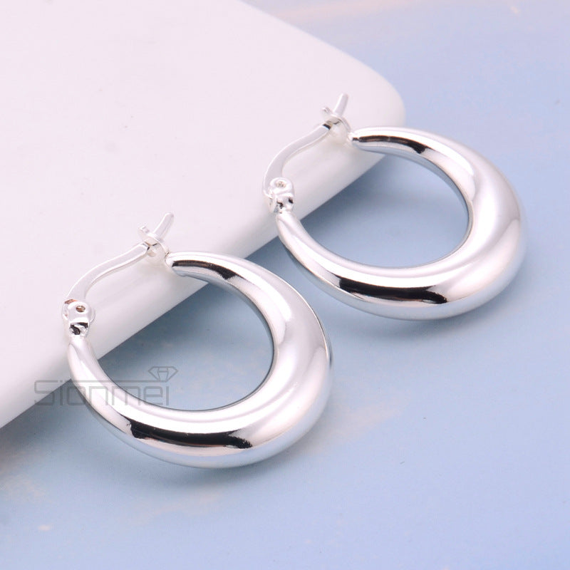 Big Ear Stylish Glossy Crescent-shaped Large Tube Hollow Earrings