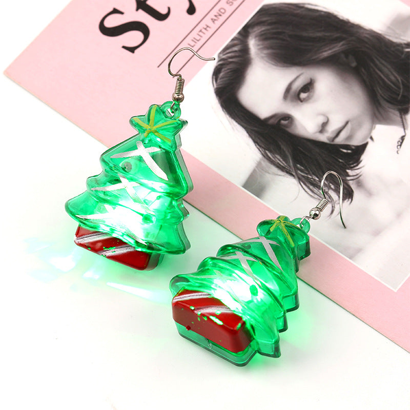 Classic Christmas Night Light Snowflake Glowing Earrings