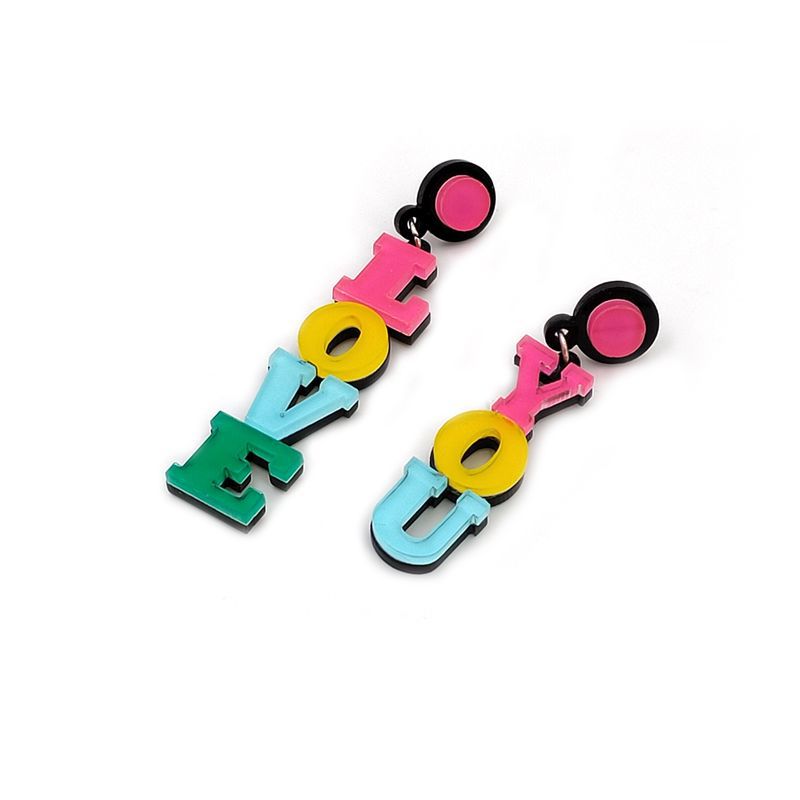 Women's Valentine's Day Color Fashion Acrylic Letter Earrings