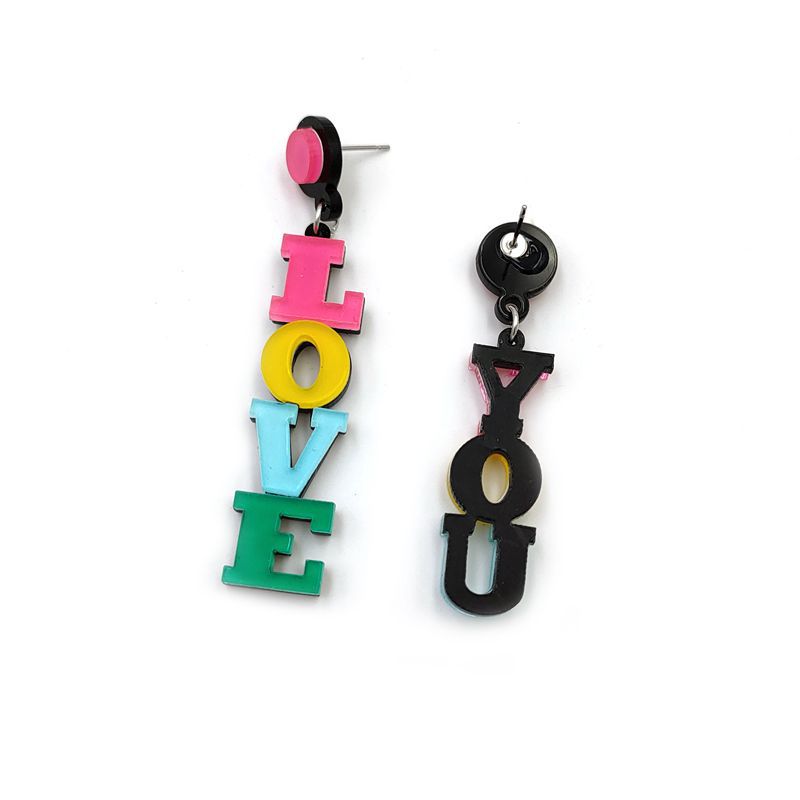 Women's Valentine's Day Color Fashion Acrylic Letter Earrings