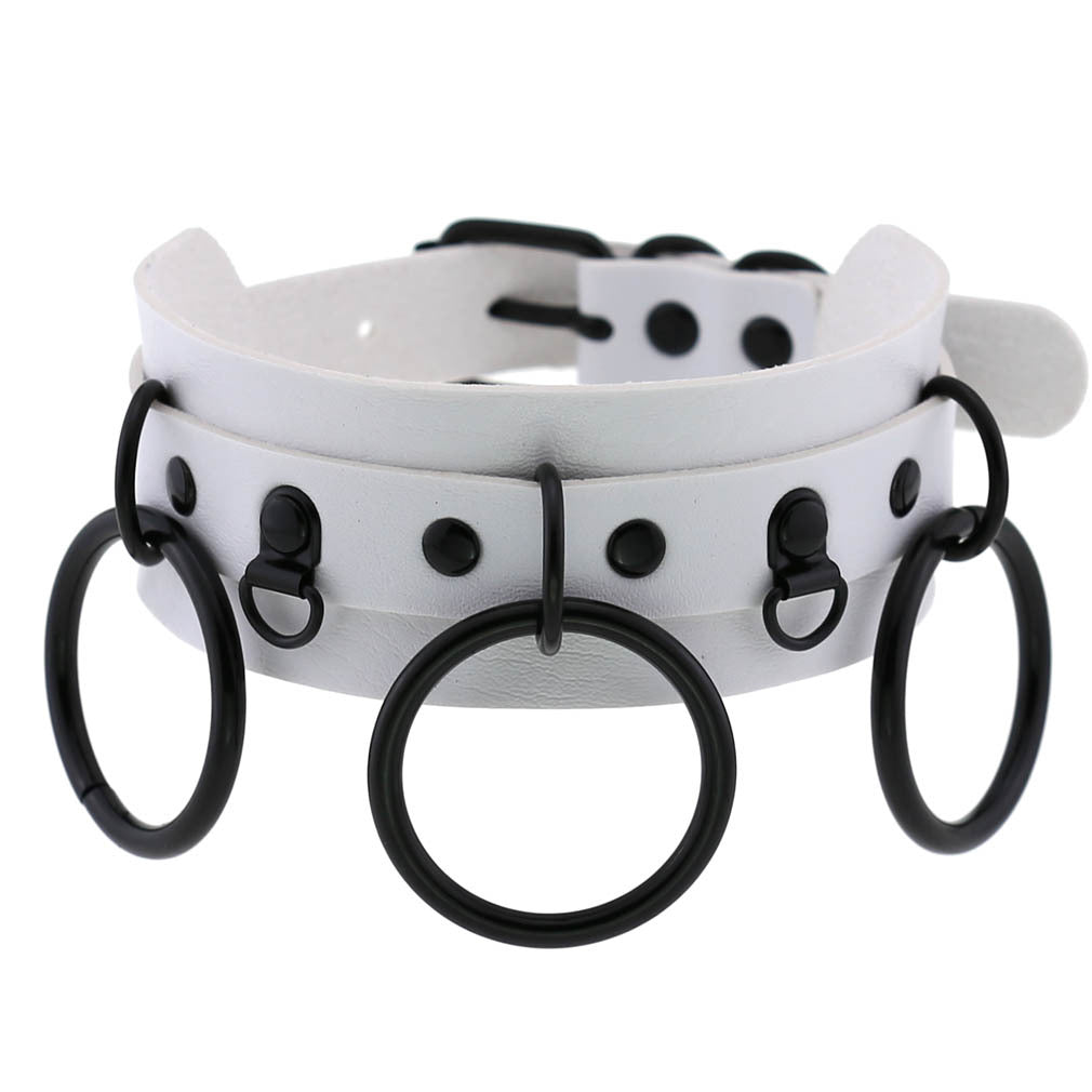 Leather Punk Street Shot Black Neckband Collar