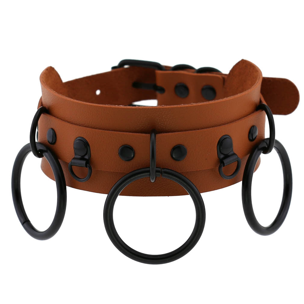 Leather Punk Street Shot Black Neckband Collar