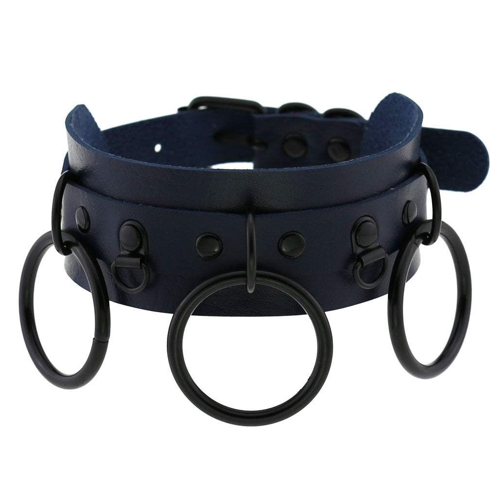 Leather Punk Street Shot Black Neckband Collar