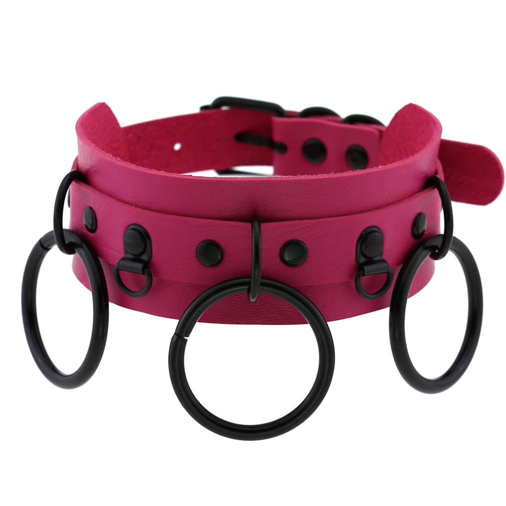 Leather Punk Street Shot Black Neckband Collar