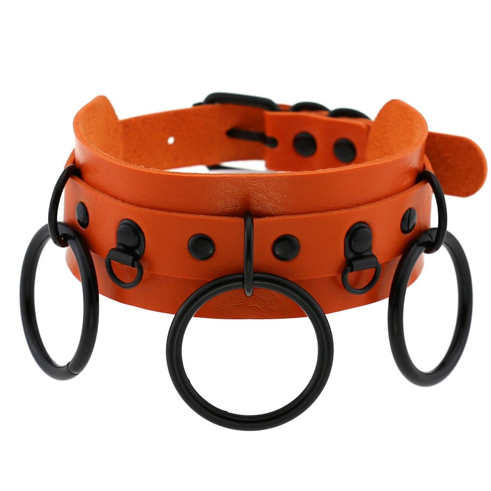 Leather Punk Street Shot Black Neckband Collar