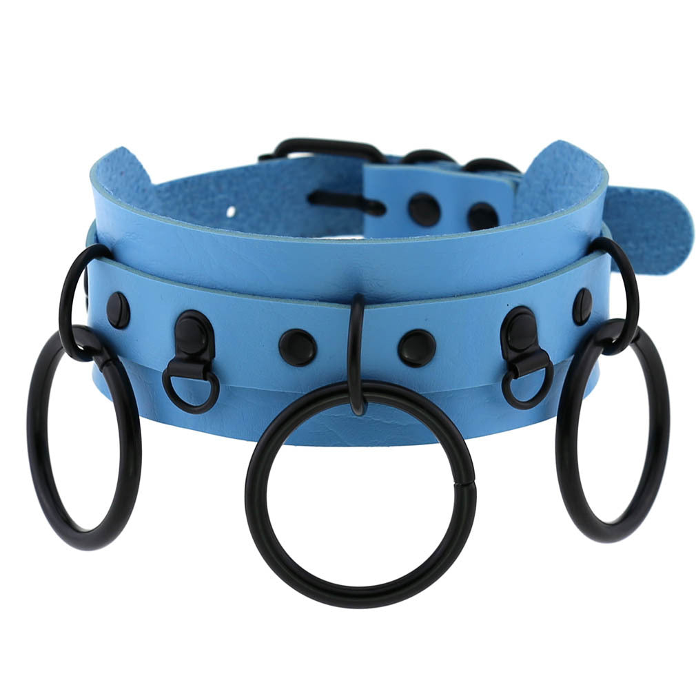Leather Punk Street Shot Black Neckband Collar