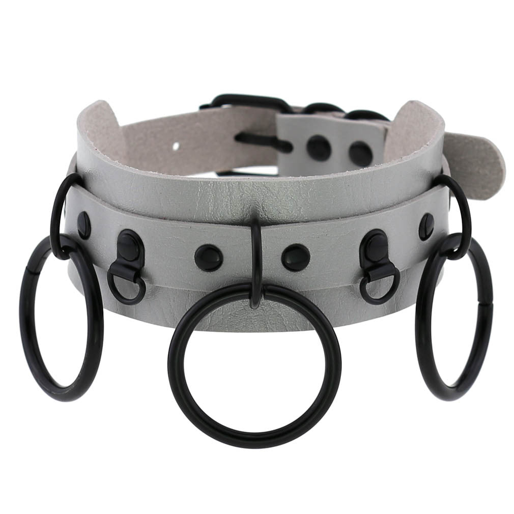 Leather Punk Street Shot Black Neckband Collar