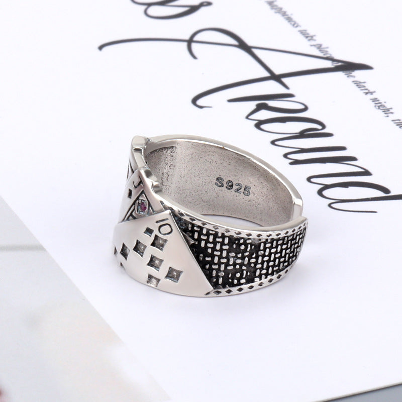 Women's Thai Sier Vintage Weave Open Poker Square Ring