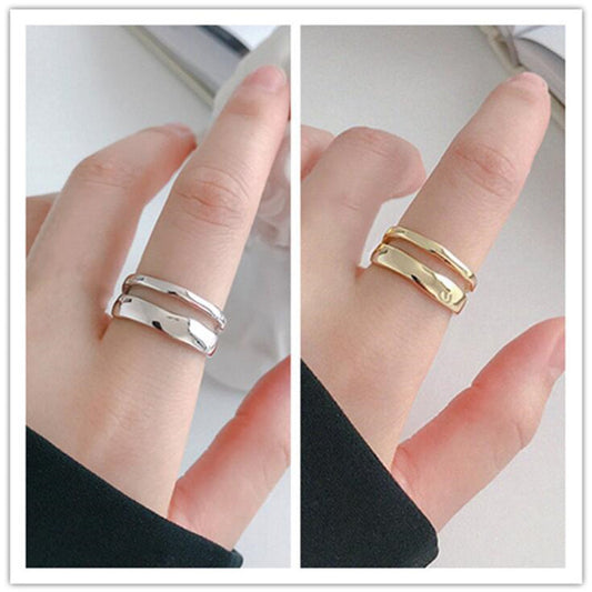 Korean Style Fashion Fresh Irregular Glossy Wave Rings