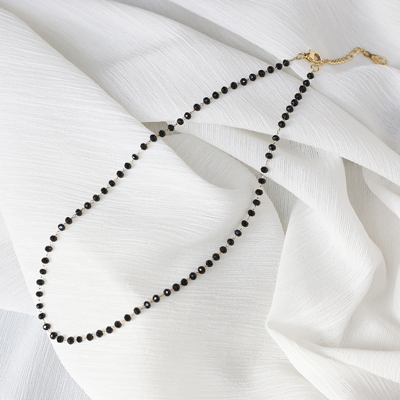 Chain Black Beads Surface Cutting Clavicle Necklaces