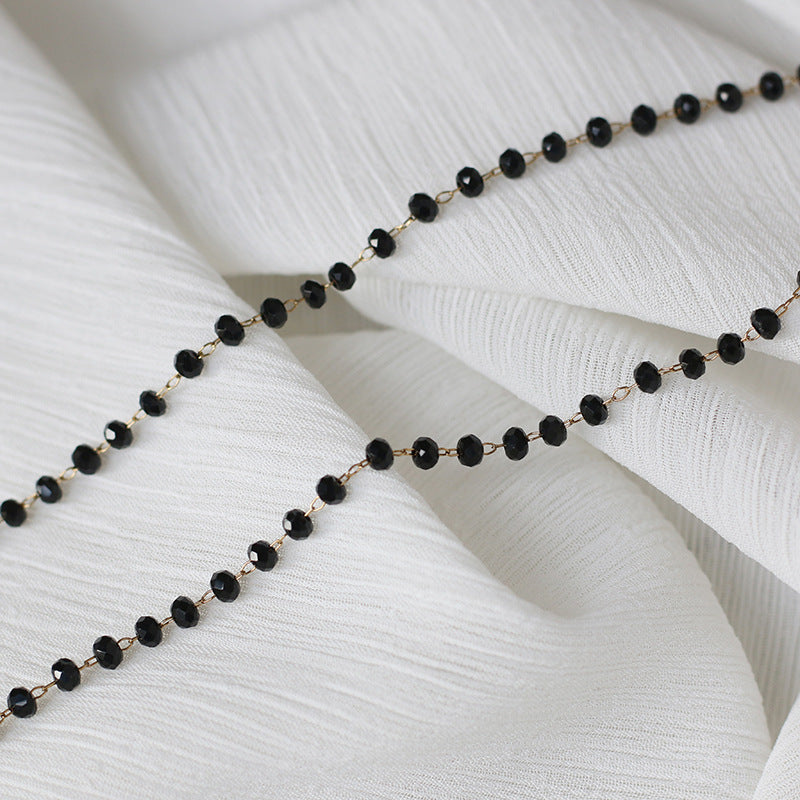 Chain Black Beads Surface Cutting Clavicle Necklaces