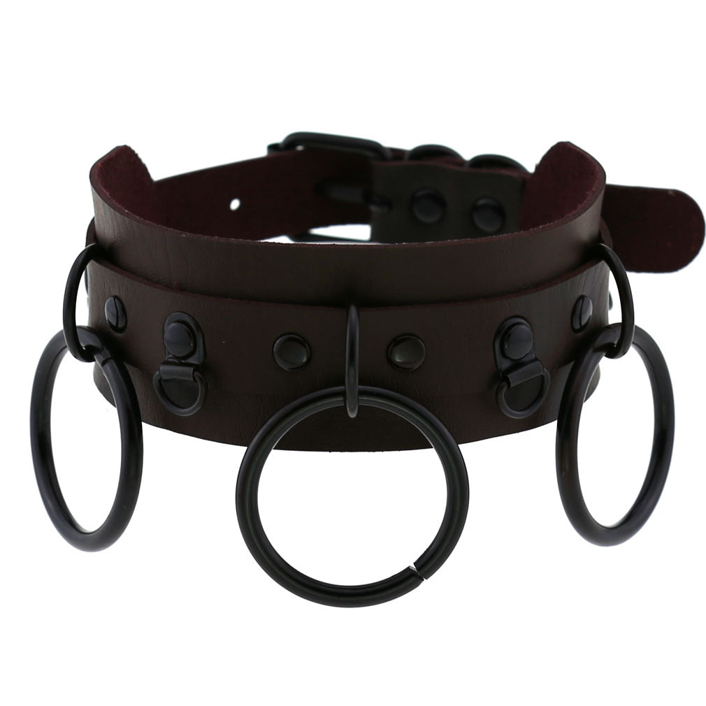 Leather Punk Street Shot Black Neckband Collar