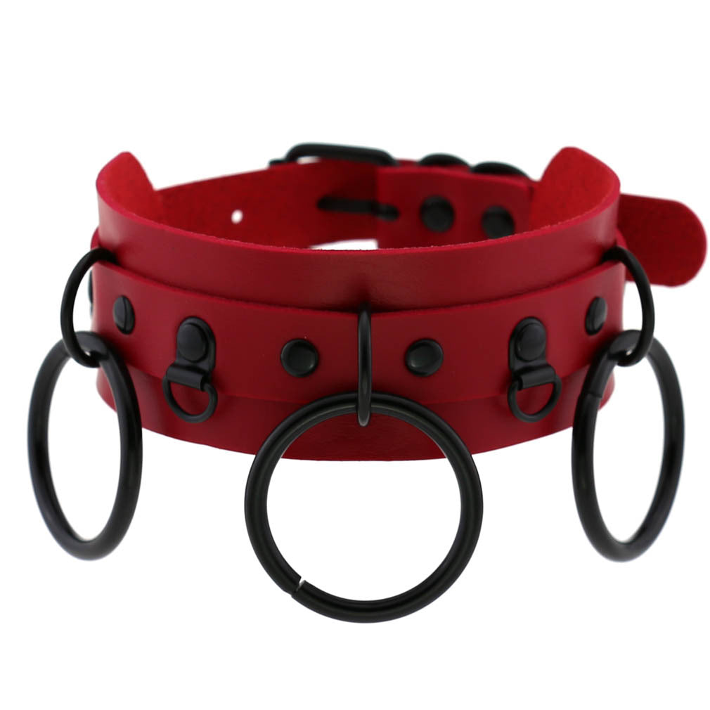 Leather Punk Street Shot Black Neckband Collar