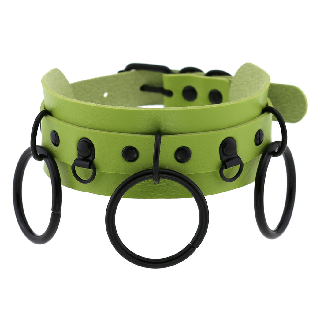 Leather Punk Street Shot Black Neckband Collar