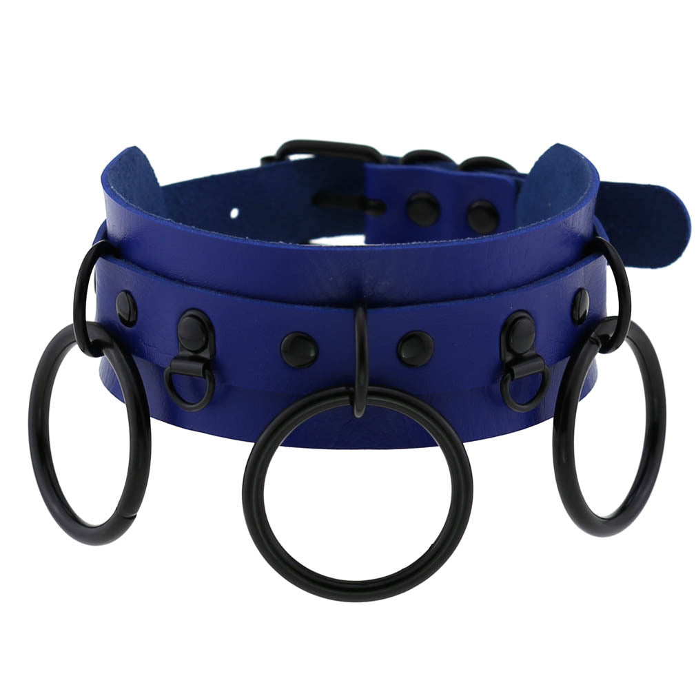 Leather Punk Street Shot Black Neckband Collar