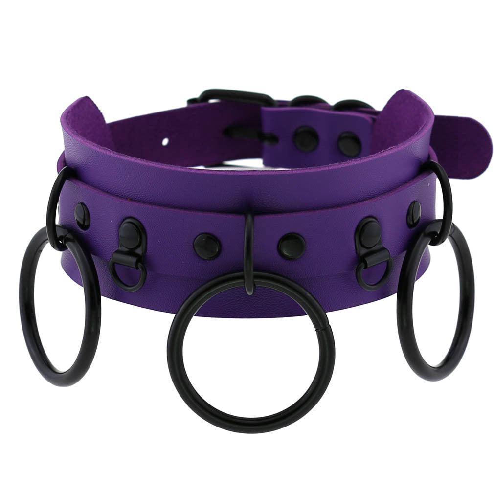Leather Punk Street Shot Black Neckband Collar
