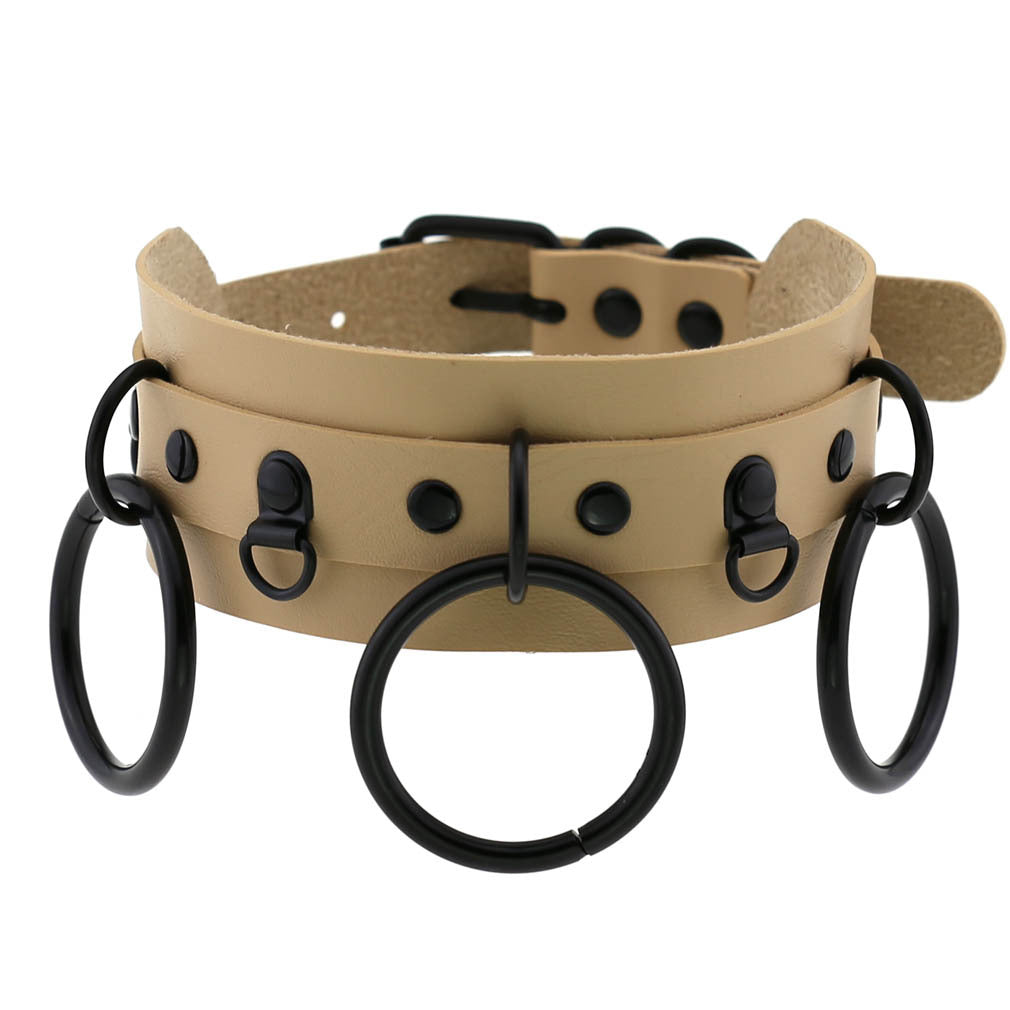 Leather Punk Street Shot Black Neckband Collar
