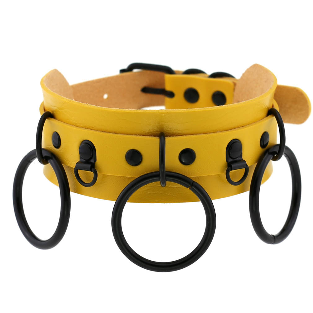 Leather Punk Street Shot Black Neckband Collar