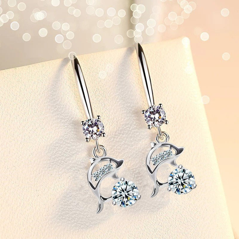 Women's Temperamental Sier Long Swan Ear Hooks Korean Style Gifts Rings
