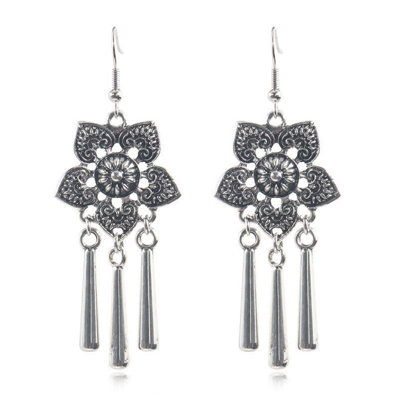 Accessories Flower Miao Bohemian Alloy Ethnic Minority Earrings