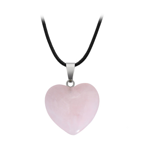 Natural Stone Hand Carved Heart-shaped Rough Necklaces