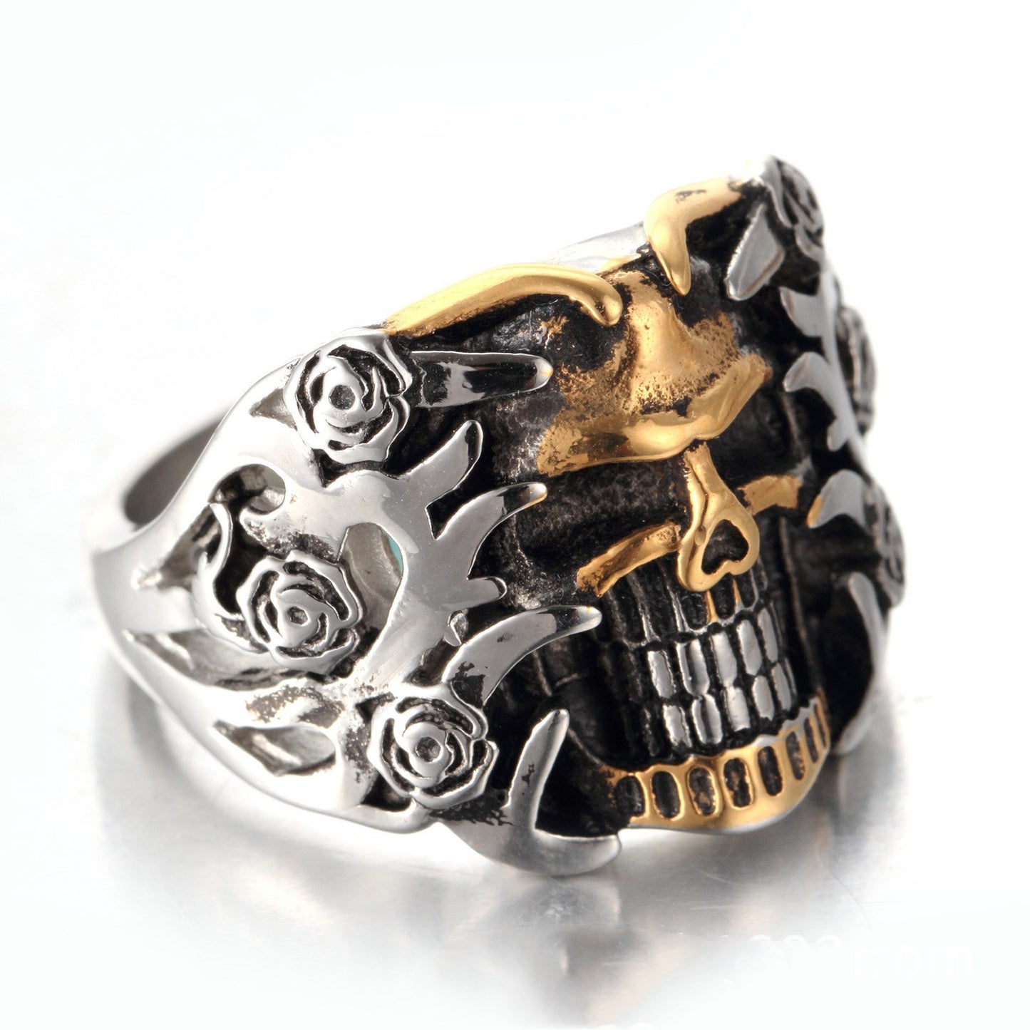 Stainless Steel Gold Skull Ghost Head Ring