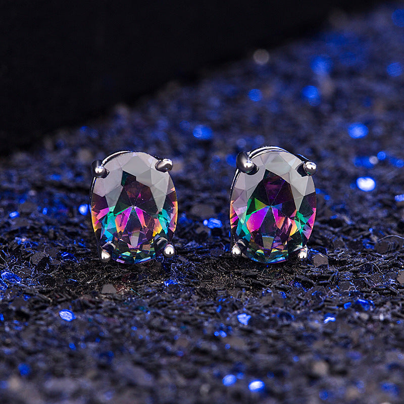 Women's Oval Colorful Stone For Opal Simple Stylish Rings