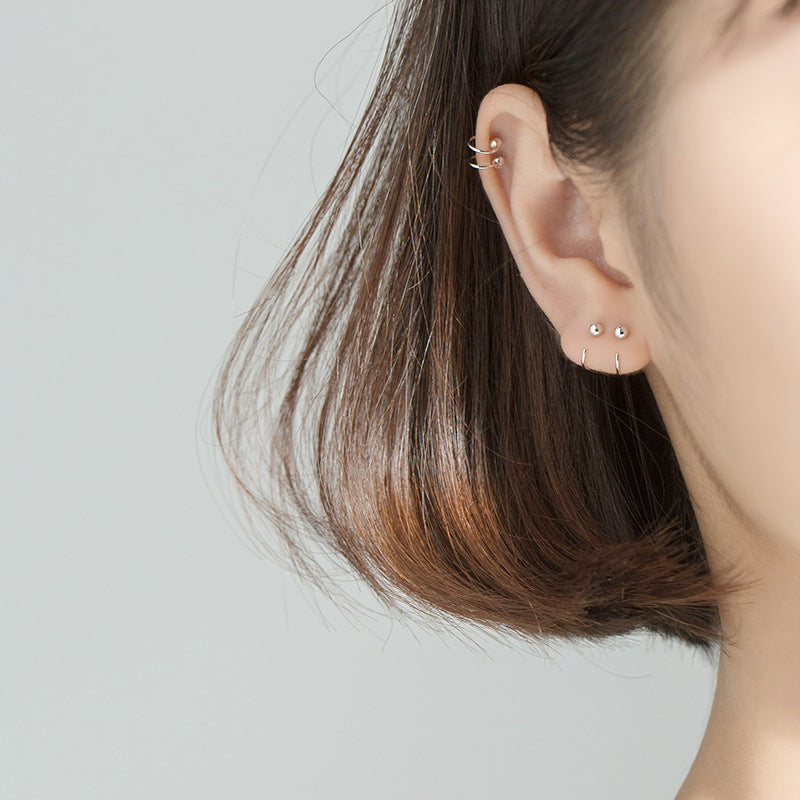 Women's Round Beads Beans Mini Simple Light Earrings