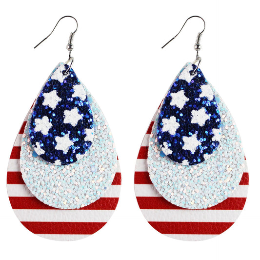 Leather Printed Beautiful Independence Day Election Earrings