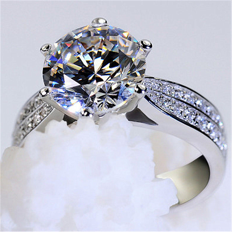 Women's Classic Carat White Gold Plated Diamond Rings