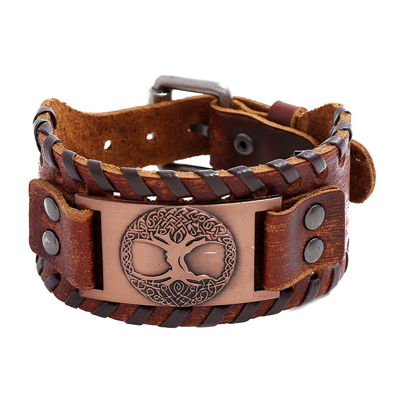 Men's Totem Lucky Tree Cattle Leather Vintage Bracelets