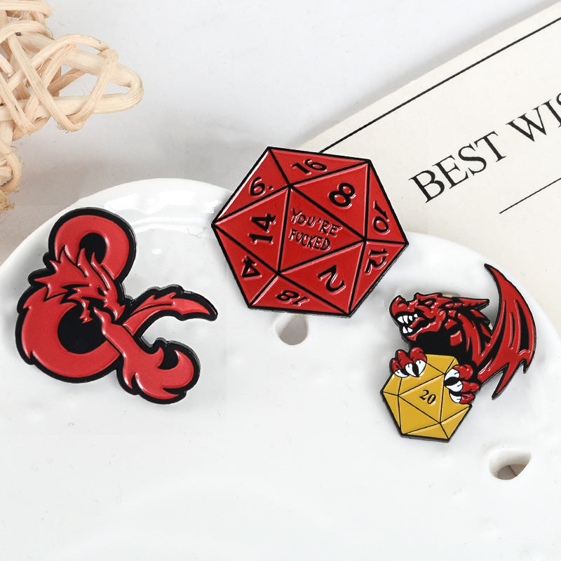 Cartoon Oil Drip Brooch Dice Pin Brooches